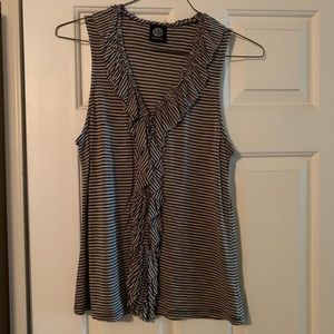 Tan & Brown Stripe Bobeau Sleeveless Top Sz L